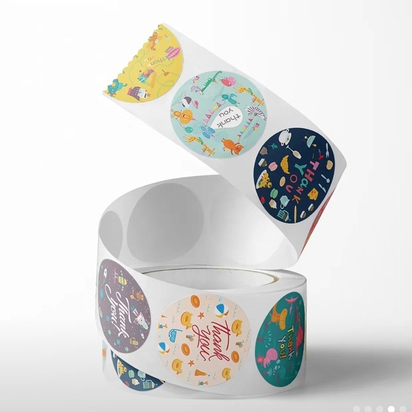 500pcs Cartoon Thank You Stickers in 8 design 2.5cm / 1 inch - Picture 4 of 5